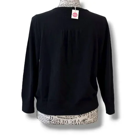 NWT Boden Size Large (12) Black 100% Cashmere Cardigan Sweater Classic Capsule